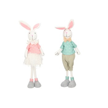 EM&EM Wielkanocna figurka tekstylna królik 16x12x60 cm mix