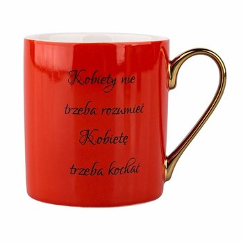 Kubek prosty z sentencją i uchem w kolorze złota 300 ml pomarańczowy dekoracja B Altom Design