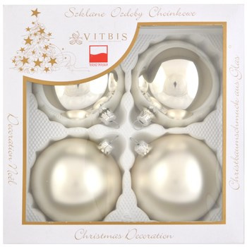 Vitbis Bombka szklana gładka srebrna 100mm 4szt.