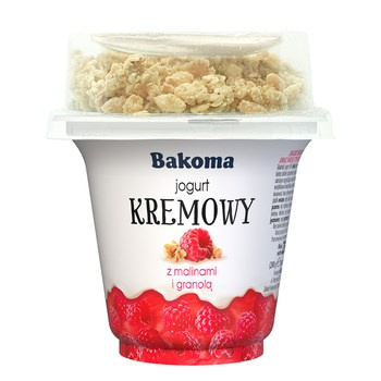 Bakoma Jogurt kremowy z malinami i granolą 230 g