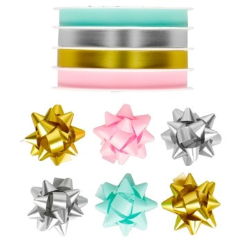 Zestaw do pakowania prezentów INCOOD wstążki i rozetki mix kolorów