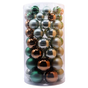 Vitbis Bombka szklana Set gładka, srebrna, brązowa, zielony 40mm+50mm+60mm+70mm 60szt. mix