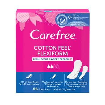 Carefree Cotton Feel Flexiform Wkładki higieniczne świeży zapach 56 sztuk