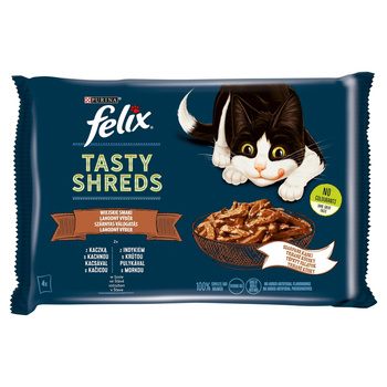 FELIX TASTY SHREDS Mix karmy dla kotów Kaczka Indyk