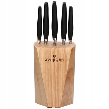 Komplet 5 noży w drewnianym bloku Hevea Zwieger
