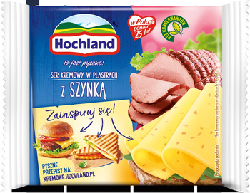Hochland Ser kremowy w plastrach z szynką 130 g