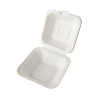 Opakowania na hamburgery z trzciny cukrowej, kształt prostokątny, 15,2 cm x 15,3 cm x 7,7 cm, biały 125 szt Papstar Polska