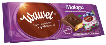 Wawel Malaga śmietankowa z rodzynkami Czekolada nadziewana 100 g