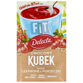 Delecta Owocowy kubek Fit Kisiel smak czerwonej porzeczki 26 g