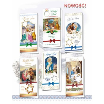 Karnet B6 z opłatkiem gwiazdka mix
