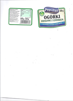 Provitus Ogórki kwaszone z czosnkiem 640 g