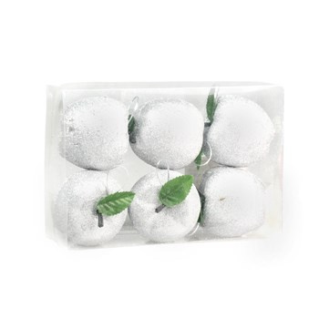 Jabłuszka brokatowe (6 szt.) srebrne