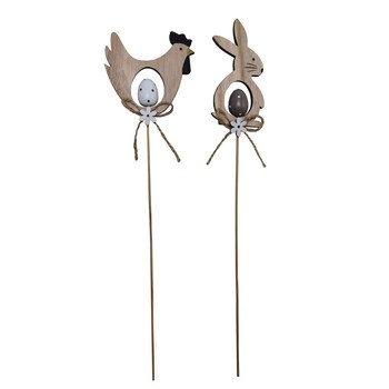 Drewniana dekoracja wielkanocna na piku