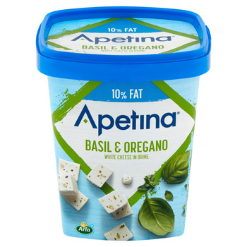 Arla Apetina Ser biały sałatkowy w kostkach z oregano i słodką bazylią 430 g