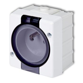 Gniazdo hermetyczne pojedyncze 2P+Z IP44 klapka dymna GHS-1d