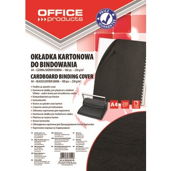 Okładki do bindowania OFFICE PRODUCTS karton A4 250gsm skóropodobne 100szt czarne