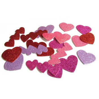 Piankowe serduszka brokatowe - naklejki