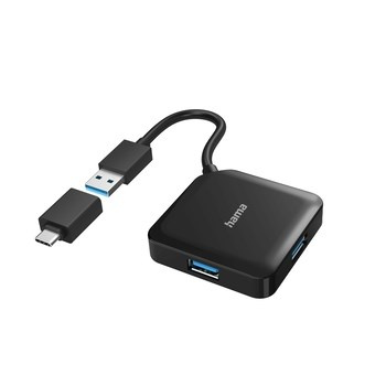 Hub Hama USB 3.0 4xUSB-A + Adapter USB-C