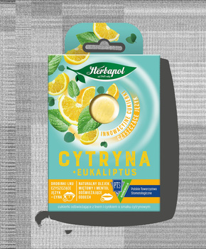 Herbapol Cukierki odświeżające z lnem i cynkiem cytryna eukaliptus 20 g (8 sztuk)