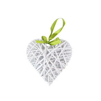 Serce białe 26x22cm mix wstążek