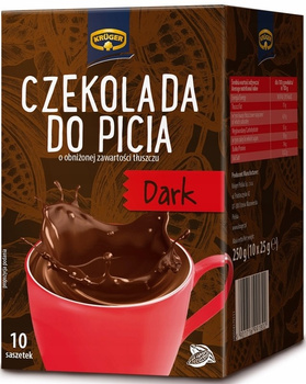 Krüger Dark Czekolada do picia o obniżonej zawartości tłuszczu 250 g (10 x 25 g)