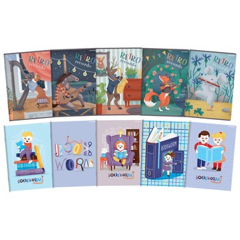 Zeszyt Bookworm/Retro A5 16k linia podwójna kolorowa TOP 2000