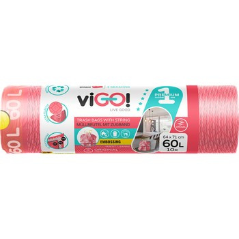 viGO! Eko Worki LD z taśmą 4 SEASONS ORIGINAL truskawka 60 l 10szt