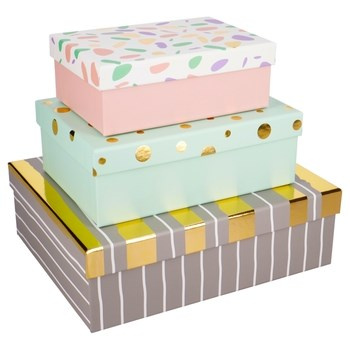 Zestaw pudełek prezentowych INCOOD L/M/S 3 szt mix pastel i złoty