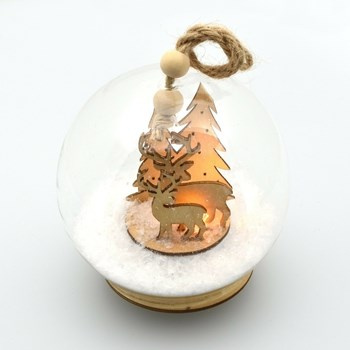 Szklana kula z leśną dekoracją 1 LED -RXL364