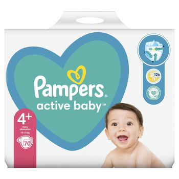 Pampers Active Baby, rozmiar 4+, 70 pieluszek, 10kg-15kg