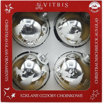 Vitbis Bombka szklana srebrna w choinki 80 mm 4szt.