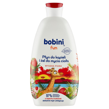 BOBINI Fun Płyn do kąpieli i żel do mycia Wysoka piana o zapachu truskawek 500ml