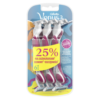 Gillette Venus 3 Maszynki jednorazowe do golenia dla kobiet, 6 sztuki