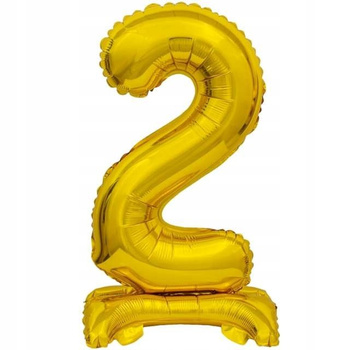 Balon foliowy B&C Cyfra stojąca 2, złota, 38 cm