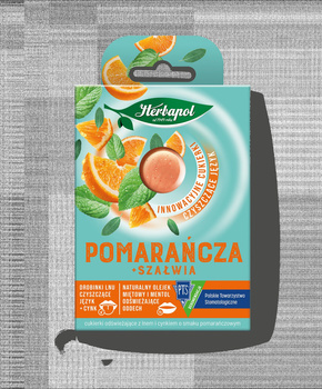 Herbapol Cukierki odświeżające z lnem i cynkiem pomarańcza szałwia 20 g (8 sztuk)