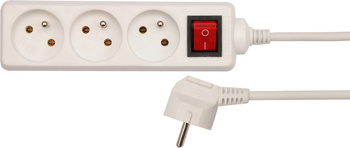 Przedłużacz elektryczny /biały/ 3gniazda z uziemieniem z wyłącznikiem 3m