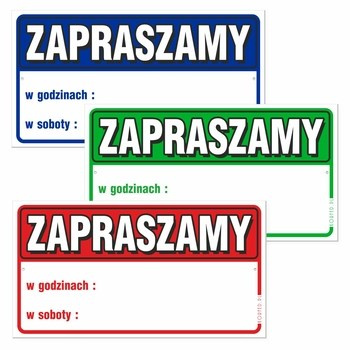 KORFED Tabliczka duża plastikowa ZAPRASZAMY MIX x 1 szt.