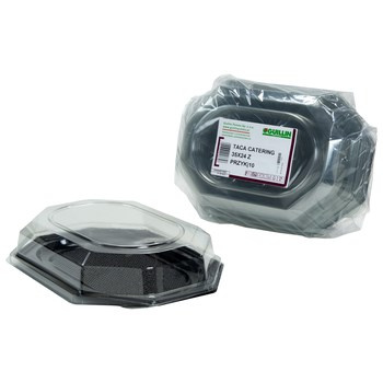 Guillin Polska Czarne tace cateringowe 35X24CM wraz z przykrywkami  - 10 SZT.