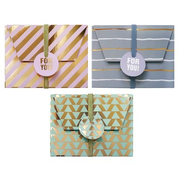 Pudełka na karty podarunkowe INCOOD 3 szt mix II  pastel i złoty