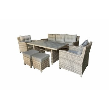 Zestaw mebli polirattanowych Comfort Living (stolik + sofa + 2 fotele + 2 pufy)