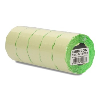 Etykieta do metkownic DM dwurzędowa zielona 26x16mm, nawój 600, zgrzewka 5 rolek