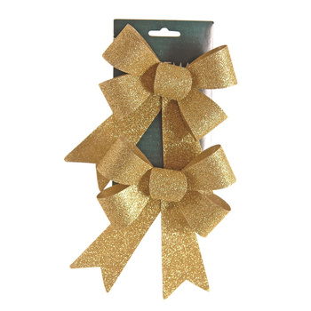 JUMI Kokardki z brokatem 15,5 cm 2 szt. złote
