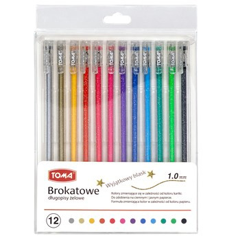 Długopisy żelowe TOMA  metalic brokatowe /12/