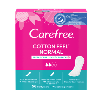 Carefree Cotton Feel Normal Wkładki higieniczne świeży zapach 56 sztuk