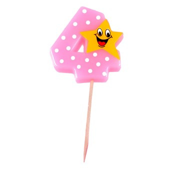 Świeczka cyferka z gwiazdką numer 4