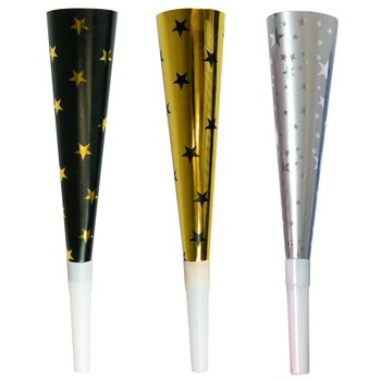 Trąbki Glam Party (czarne, złote) (4 szt.)