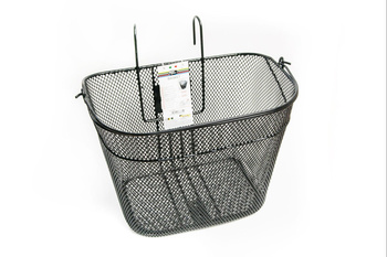 Kosz rowerowy metalowy przedni z uchwytem do transportu