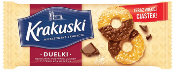 Krakuski Duelki Herbatniki posypane cukrem z czekoladą mleczną 181 g