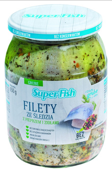 SuperFish Filety ze śledzia z pieprzem i ziołami 650 g