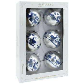 Vitbis Bombka szklana 80mm/6 szt. dekor srebrne